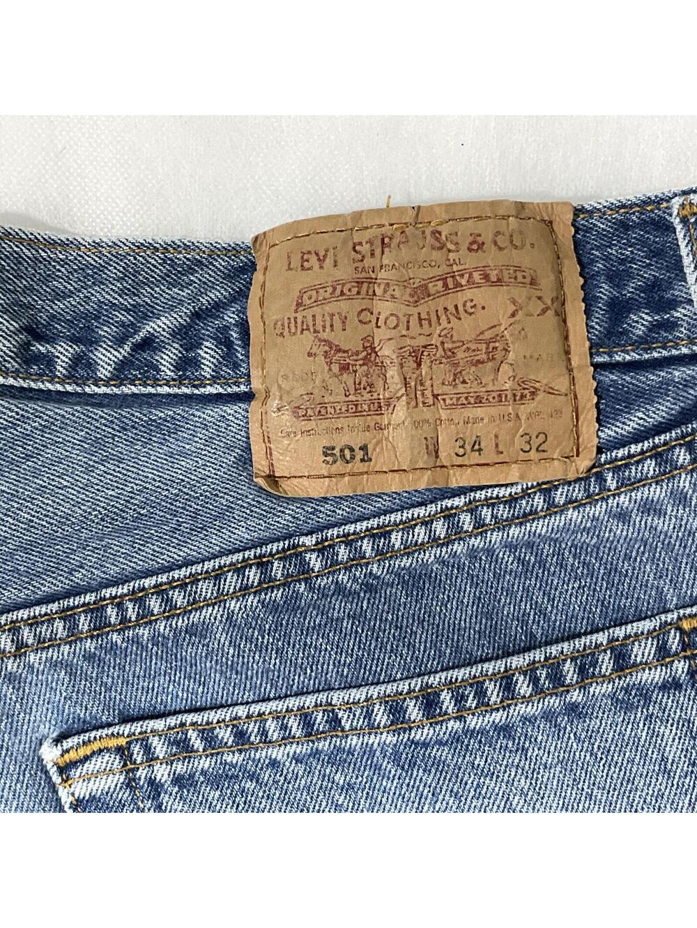 Vintage 1993 USA Levi's 501 Button Fly Classic Fit Jeans 34x32 men’s b20 - Picture 2 of 9
